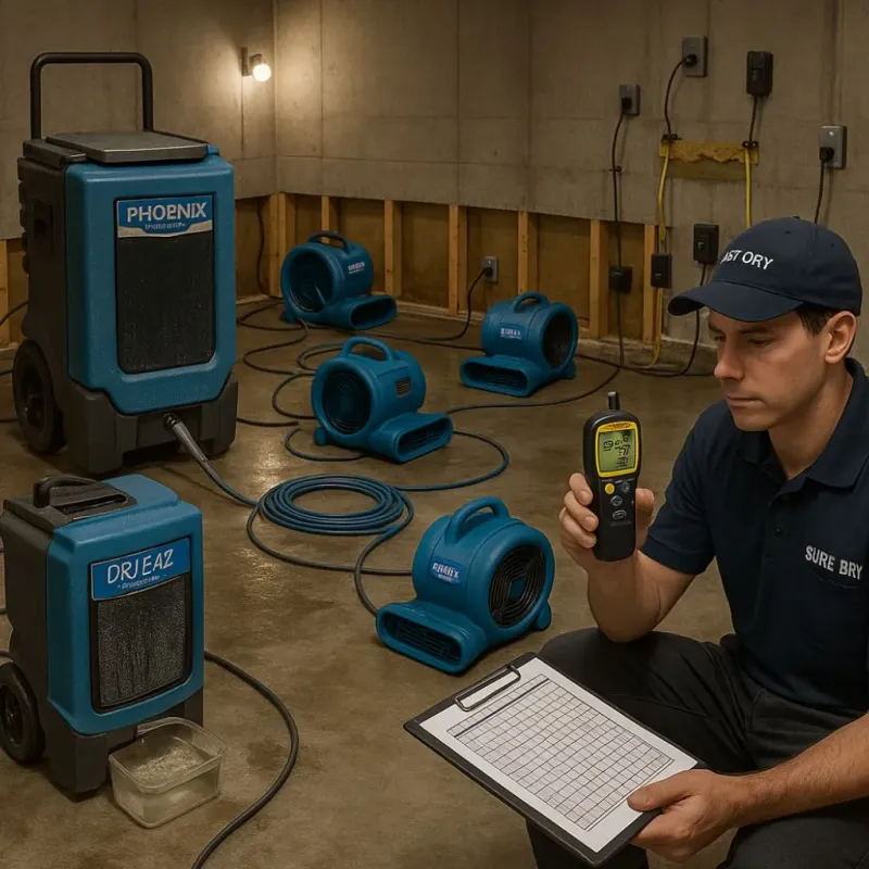 Structural Drying and Dehumidification process in Wildwood, TX